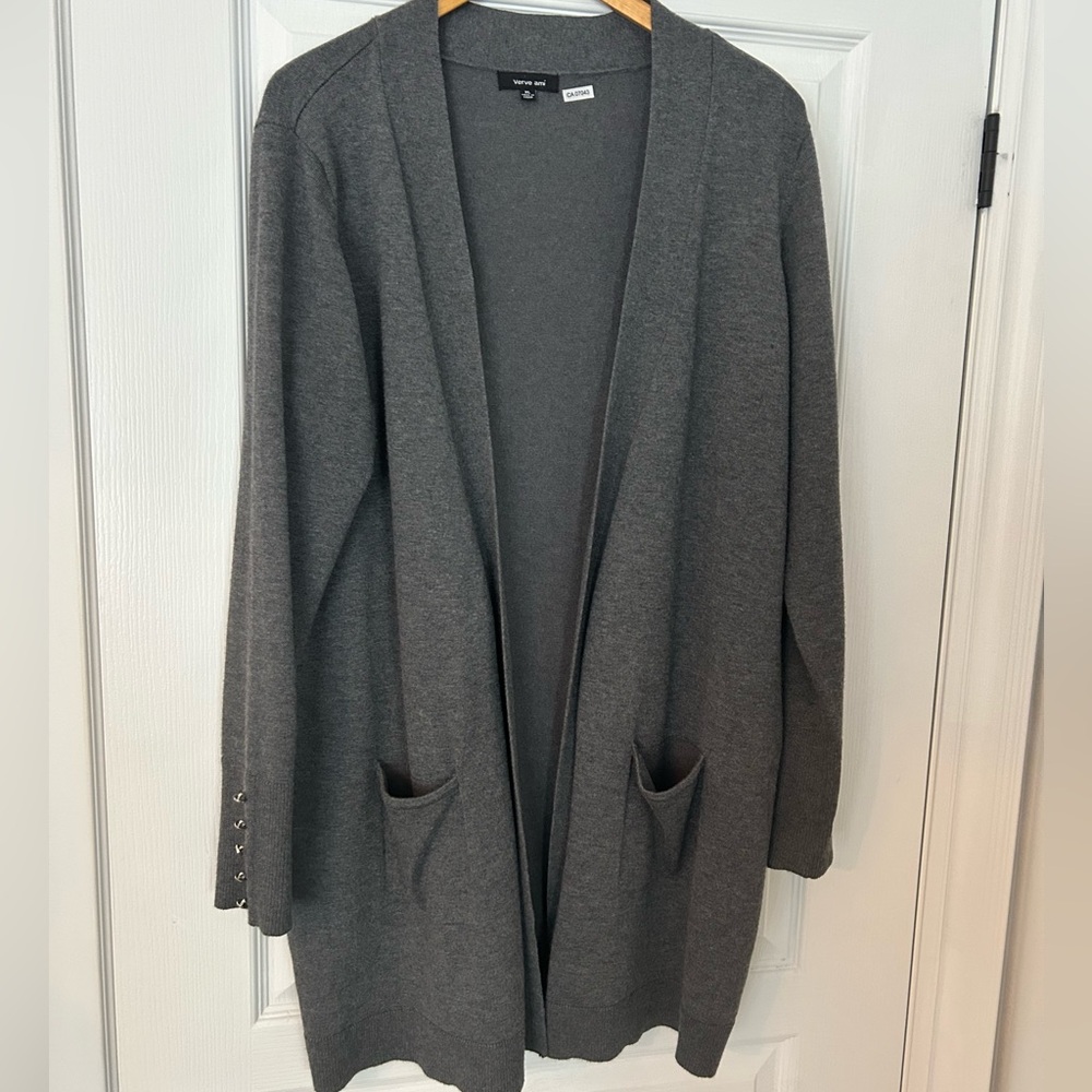 Verve Ami Gray Open Front Cardigan